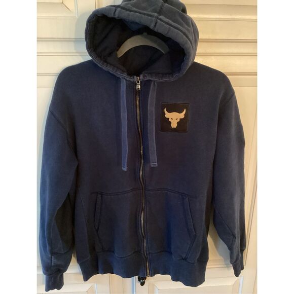 Under Armour Project Rock Freedom Project Full Zip Hoodie Sz M Navy - Picture 1 of 6
